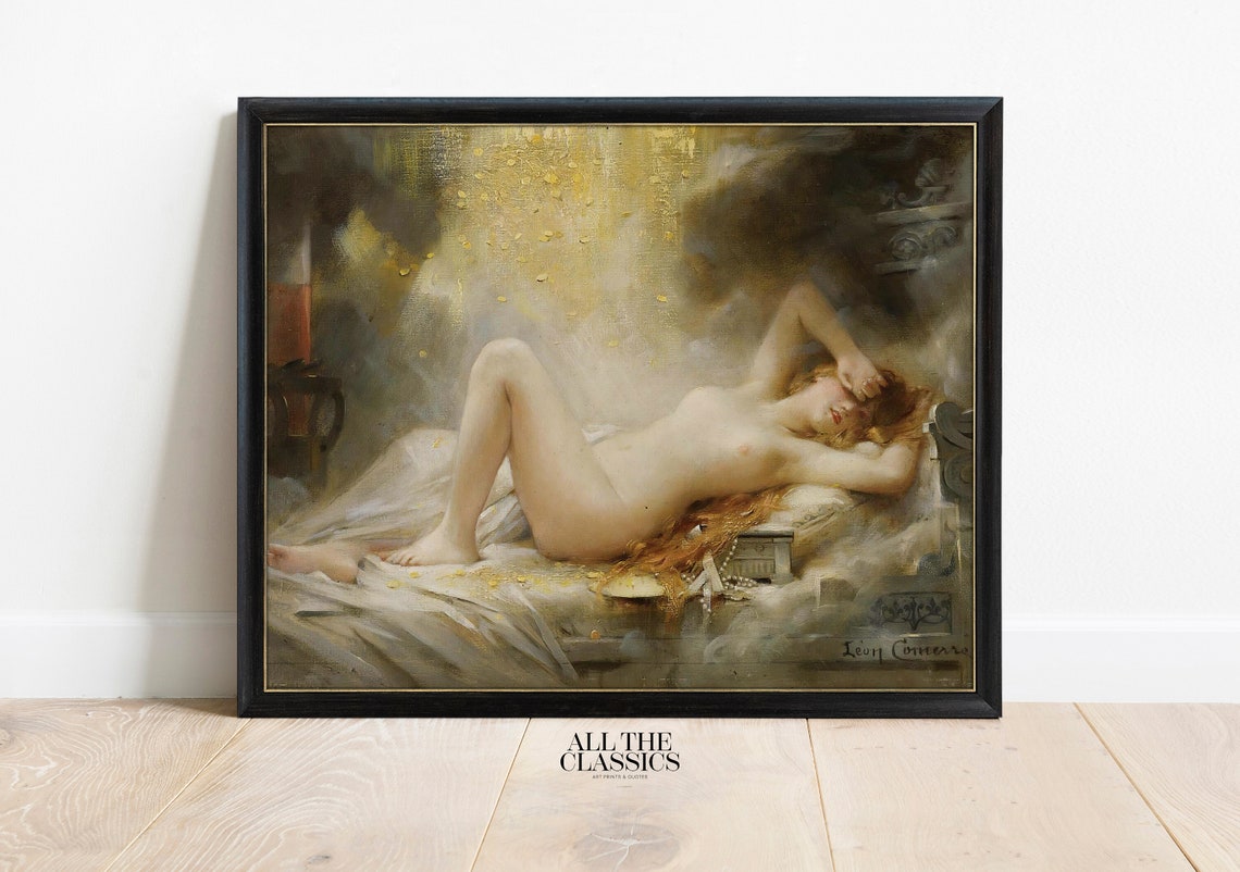 Leon Comerre Danae Greek Myth Golden Shower Reclining Nude Poster - Image 3