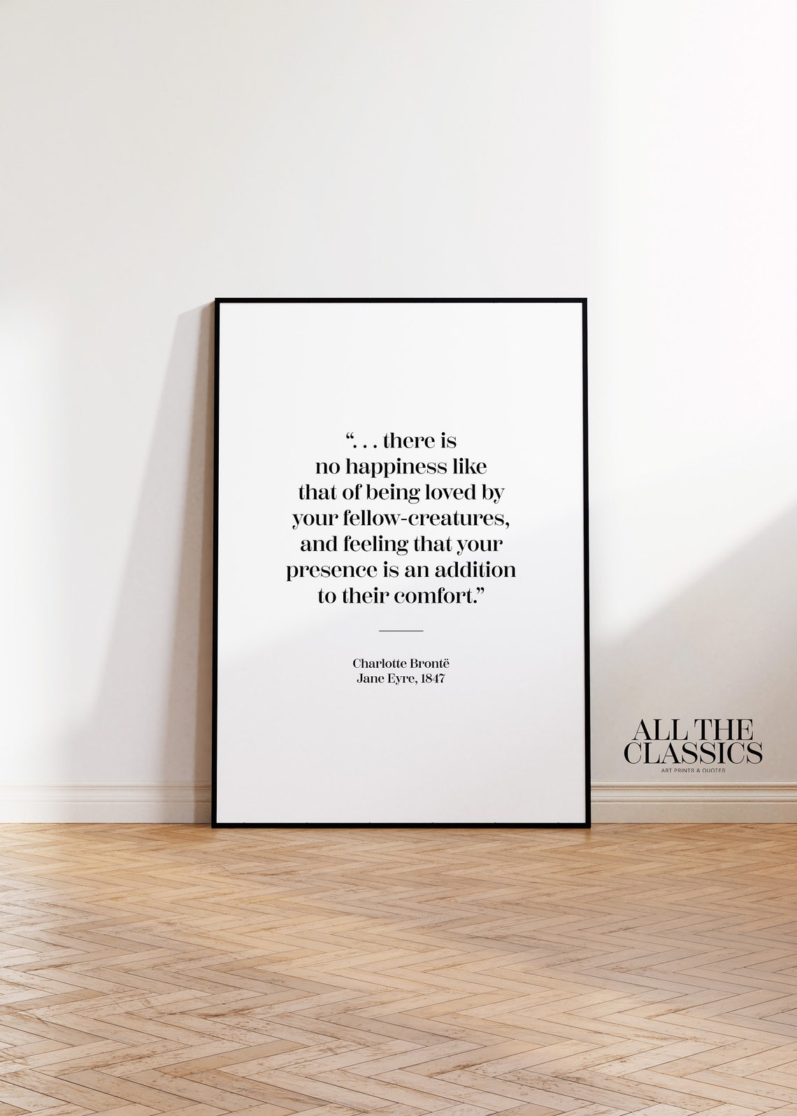 Charlotte Bronte No Happiness Like Being Loved Quote Jane Eyre Poster - Image 2