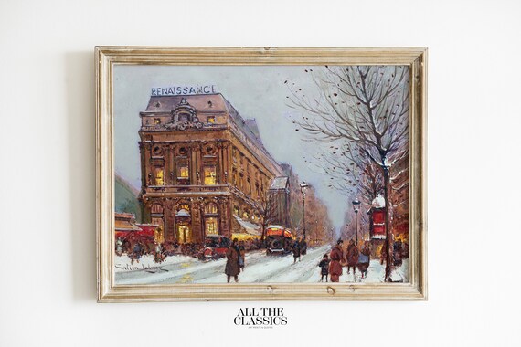 Paris Winter Street Snow Renaissance Building Vintage Cityscape Poster