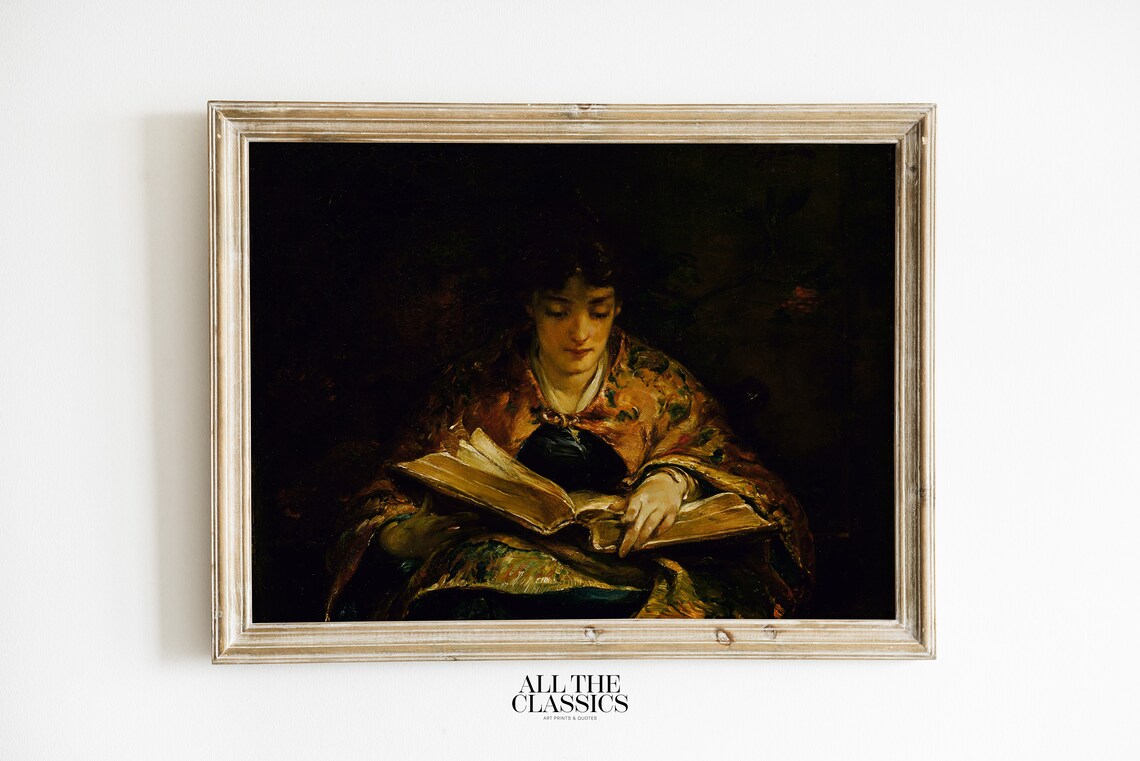 Walter Shirlaw Woman Reading Among The Old Poets Dark Dramatic Art Poster