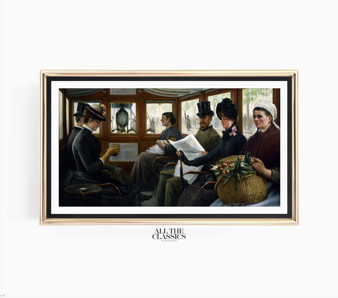 Dans LOmnibus Horse Omnibus Interior Vintage French Painting Poster - Image 3