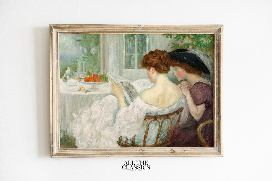 Henry Caro Delvaille Two Women Reading Together Morning Table Poster