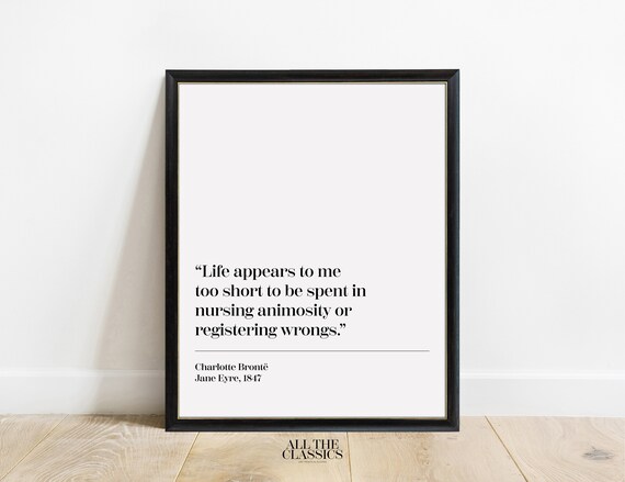Charlotte Bronte Life Too Short Quote Jane Eyre Minimalist Poster