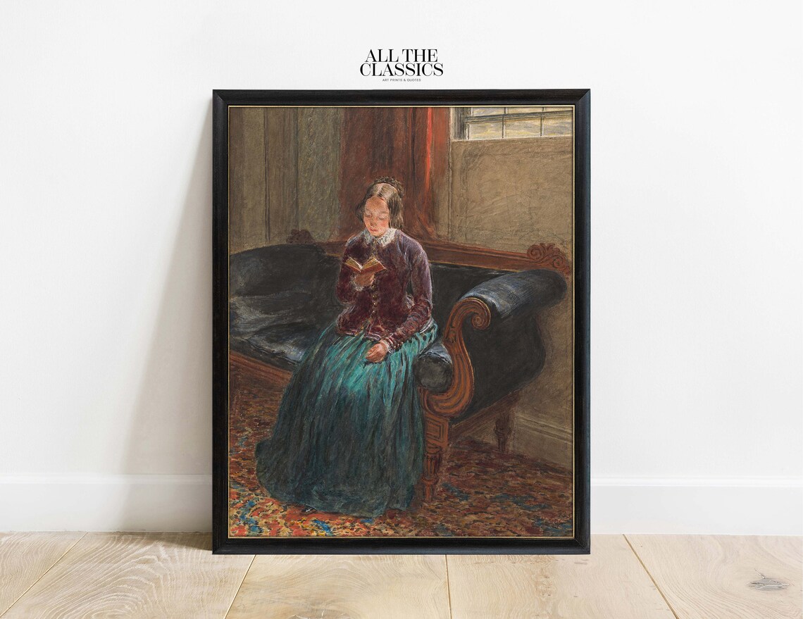 Woman Reading Chaise Lounge Vintage Victorian Interior Portrait Poster - Image 3