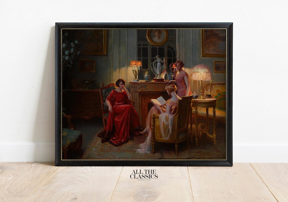 Delphin Enjolras In The Reading Room Three Women Evening Poster - Image 3