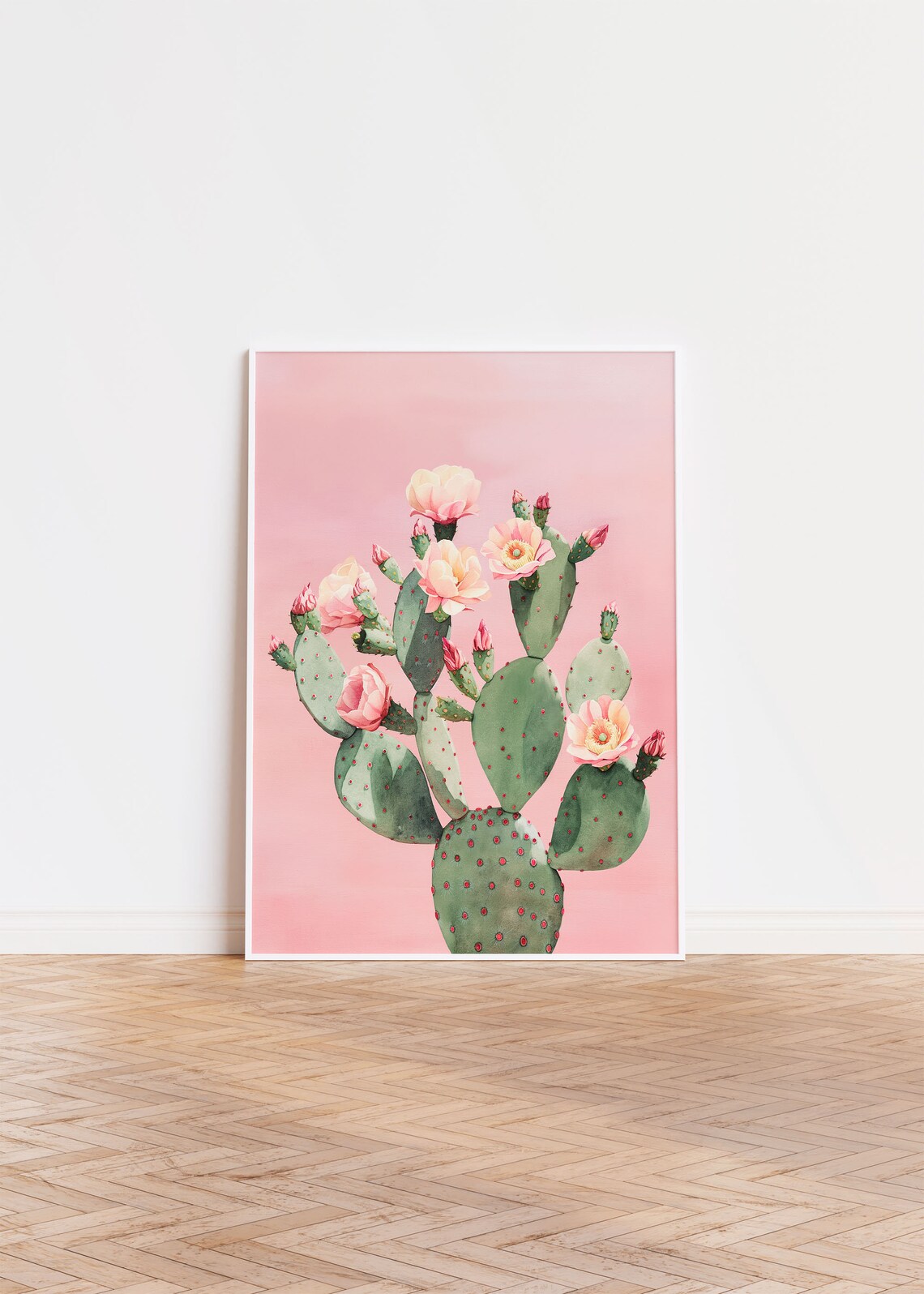 Pink Boho Cactus Art Print, Desert Botanical