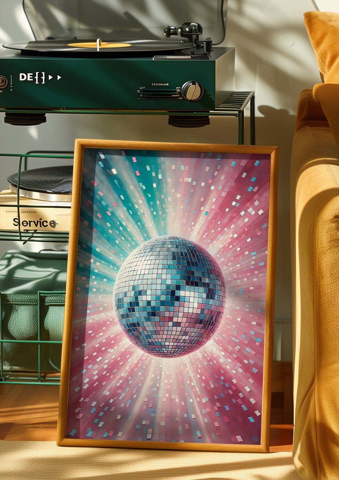 Pink Disco Ball Retro 70s Party Funky Maximalist Decor Wall Art - Image 2