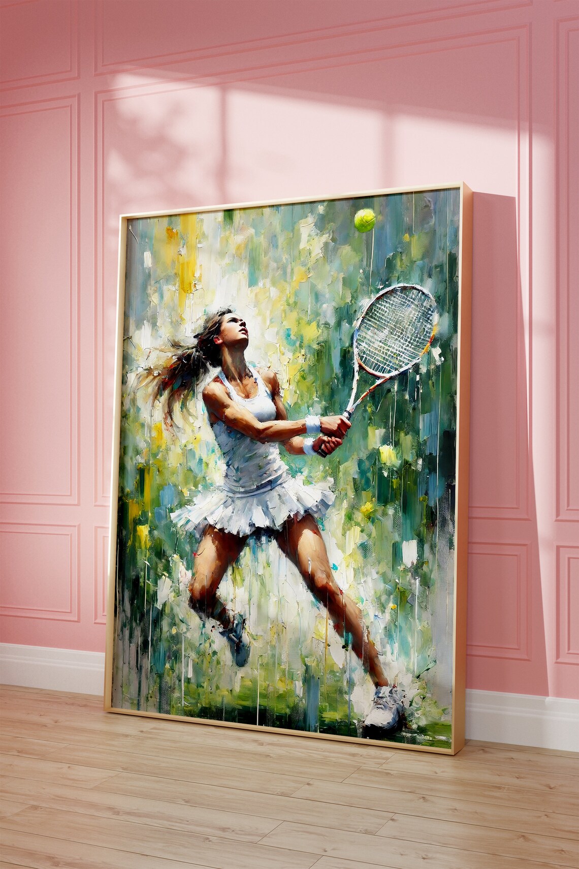 Female Tennis Player Oil Painting Impressionist Sports Wall Art - Image 3