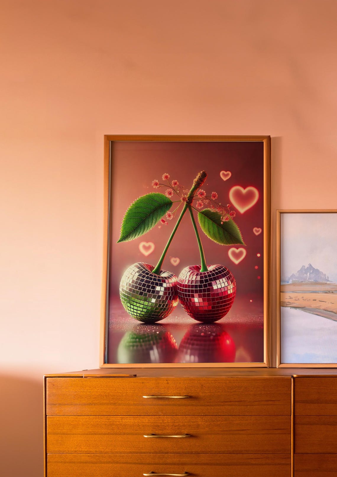 Disco Ball Cherry Retro Wall Art Print - Image 2