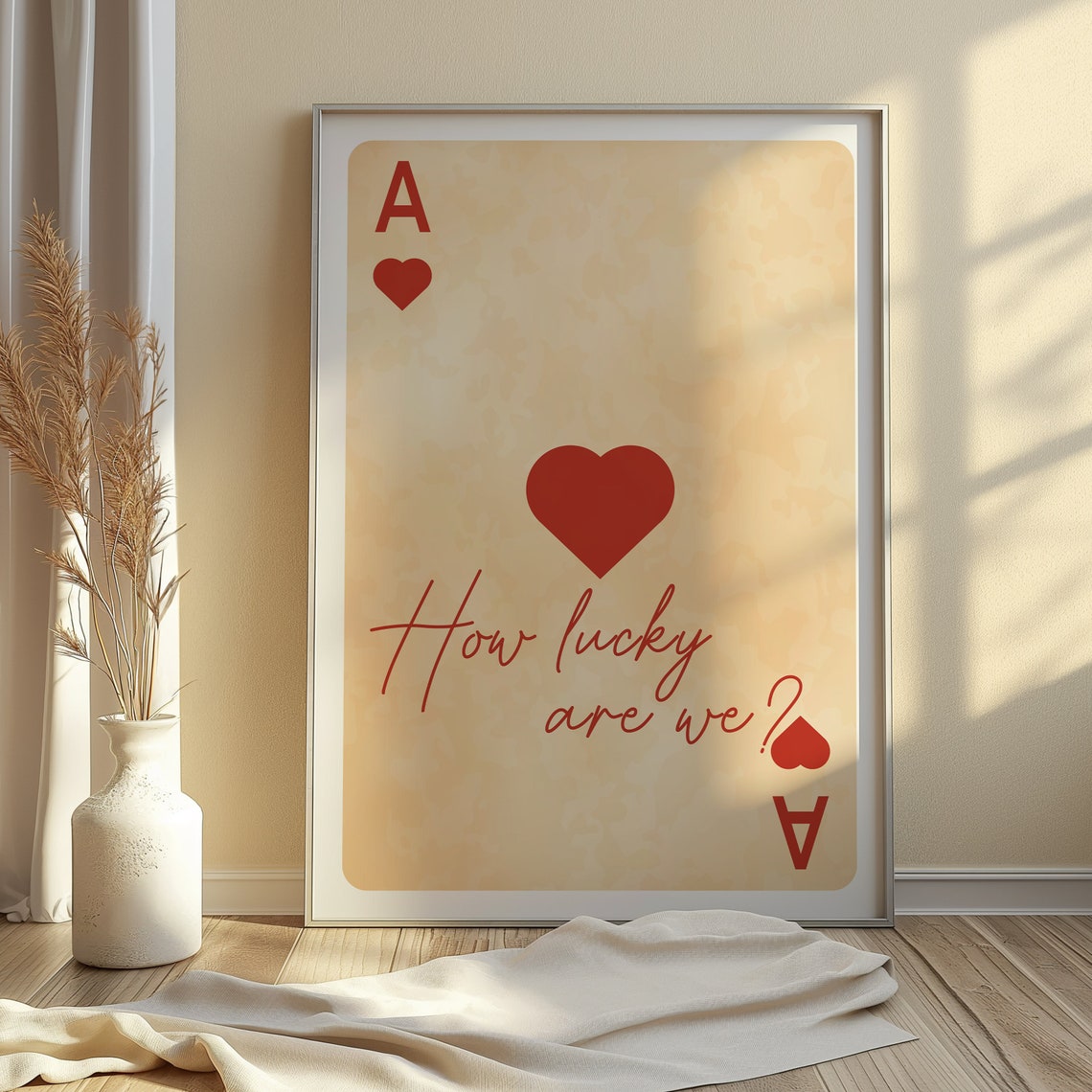 How Lucky Are We Ace of Hearts Card Retro Romantic Love Poster - Image 3