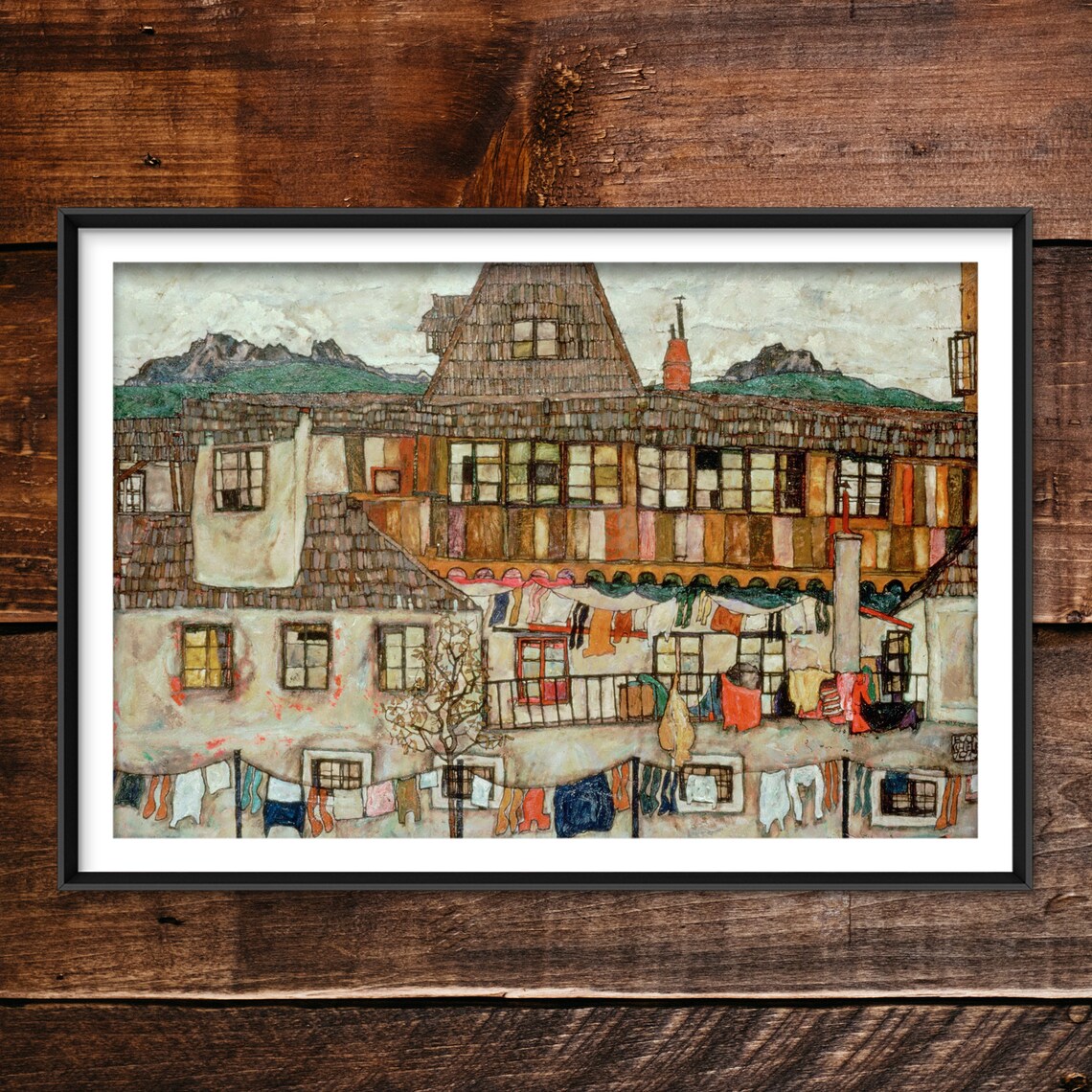 Egon Schiele Houses With Laundry Suburb Ii Art Print