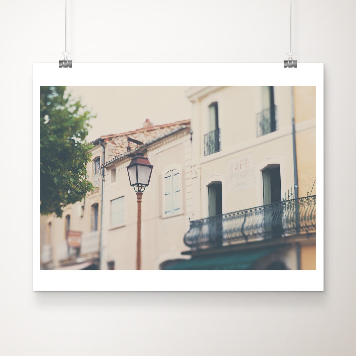 Sale France Photograph Rustic French Decor Cafe Print Travel Photography Wanderlust Art Discounted 8x10 Pastel Yellow