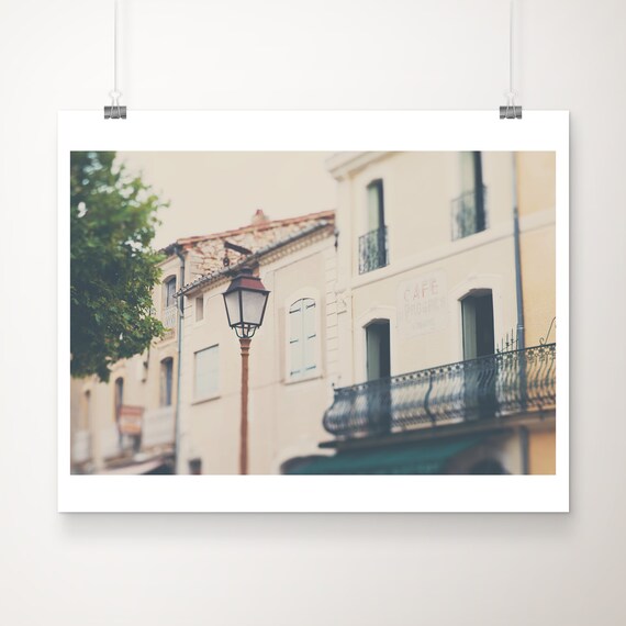 Charming French Cafe Street Scene Pastel Travel Photography Poster