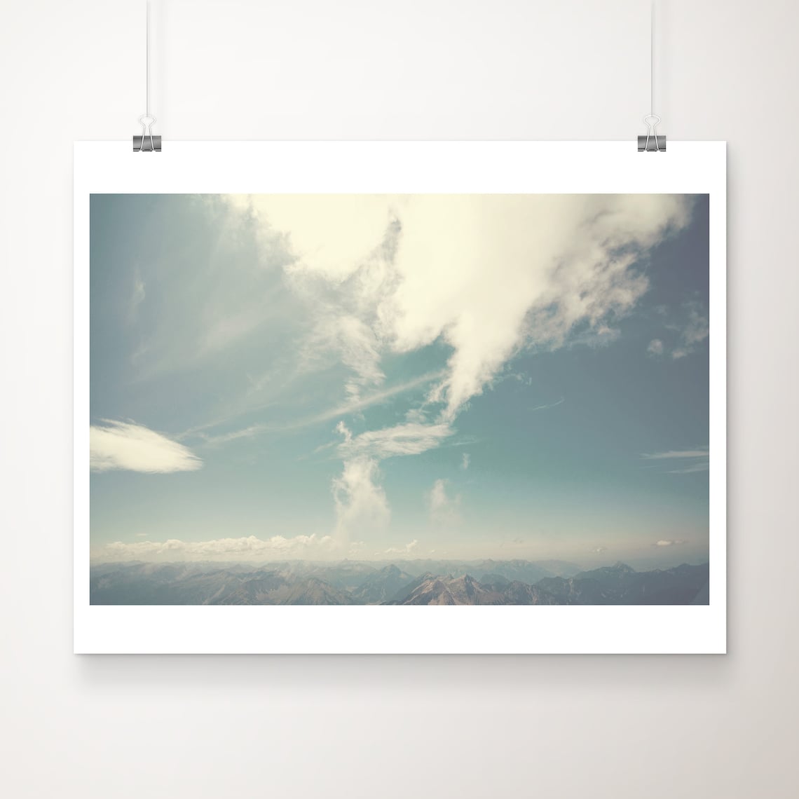 Zugspitze Bavarian Alps Blue Sky Mountain Photography Travel Poster