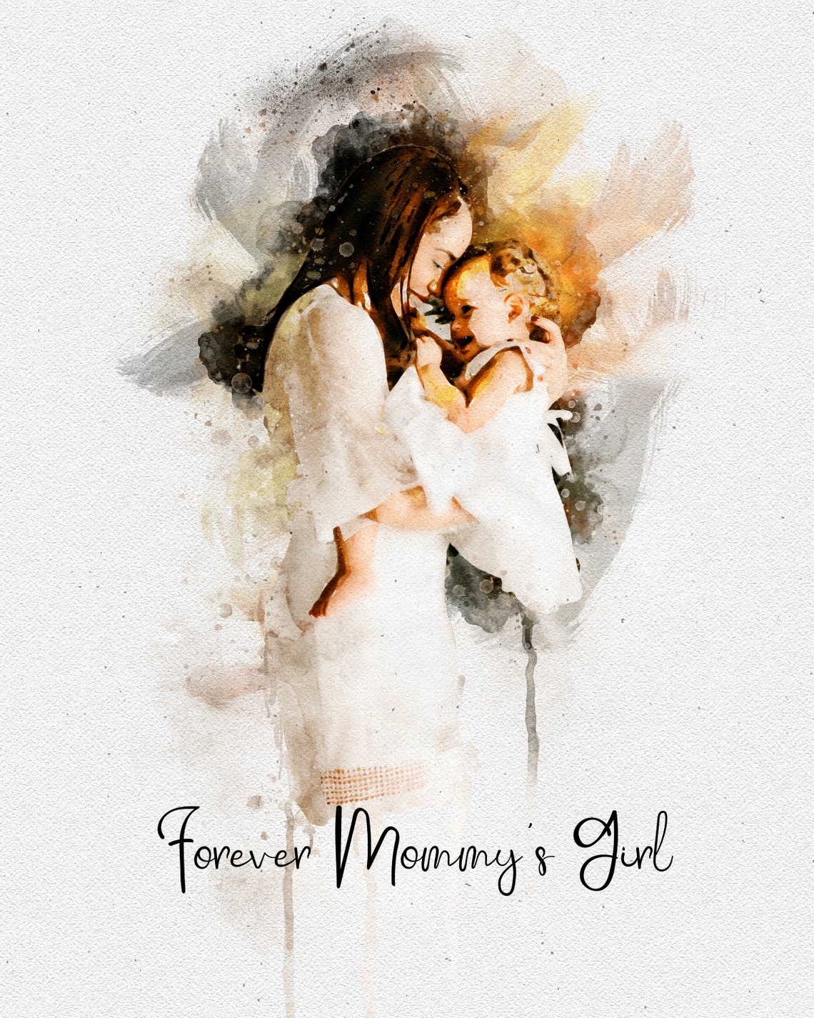 Mother Holding Child Watercolor Forever Mommys Girl Sentimental Poster
