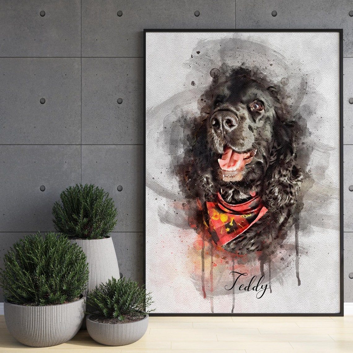 Golden Cocker Spaniel Watercolour Pet Portrait Named Charlie Poster - Image 2
