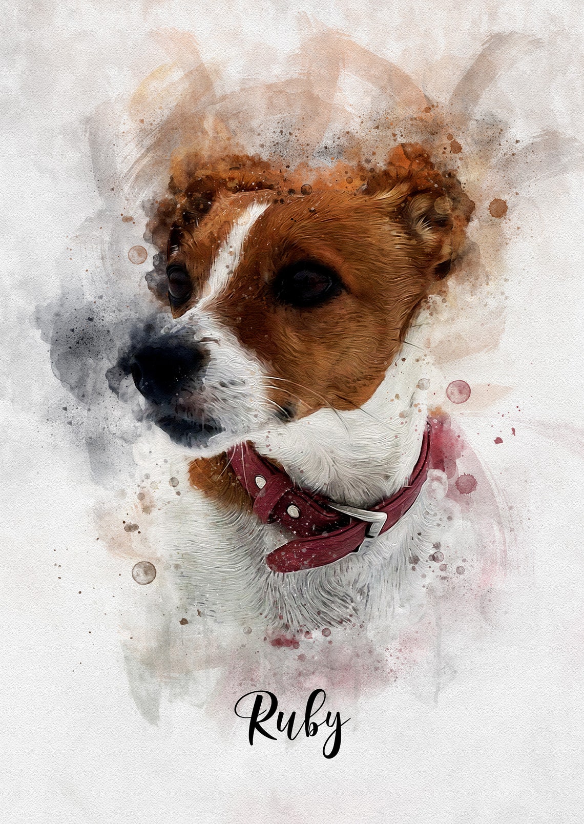 Watercolor Black Tan Doberman Portrait Custom Pet Name Poster - Image 3