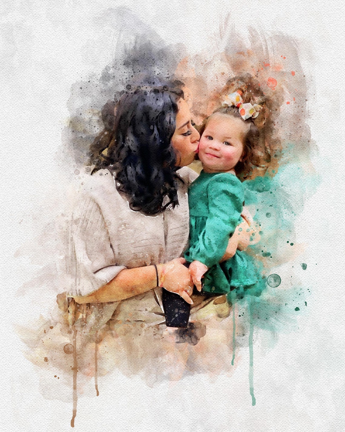 Mothers Day Personalised Watercolour Print From Photo Gift For Mom Mother Grandma Family Portrait First Mothers Day Gift From Daughter - Image 4