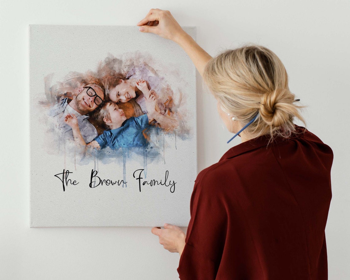 Family Painting From Photo Watercolor Family Portrait Gift For Mothers New Mom Gift Housewarming Gift Birthday Present Wall Hangings - Image 3