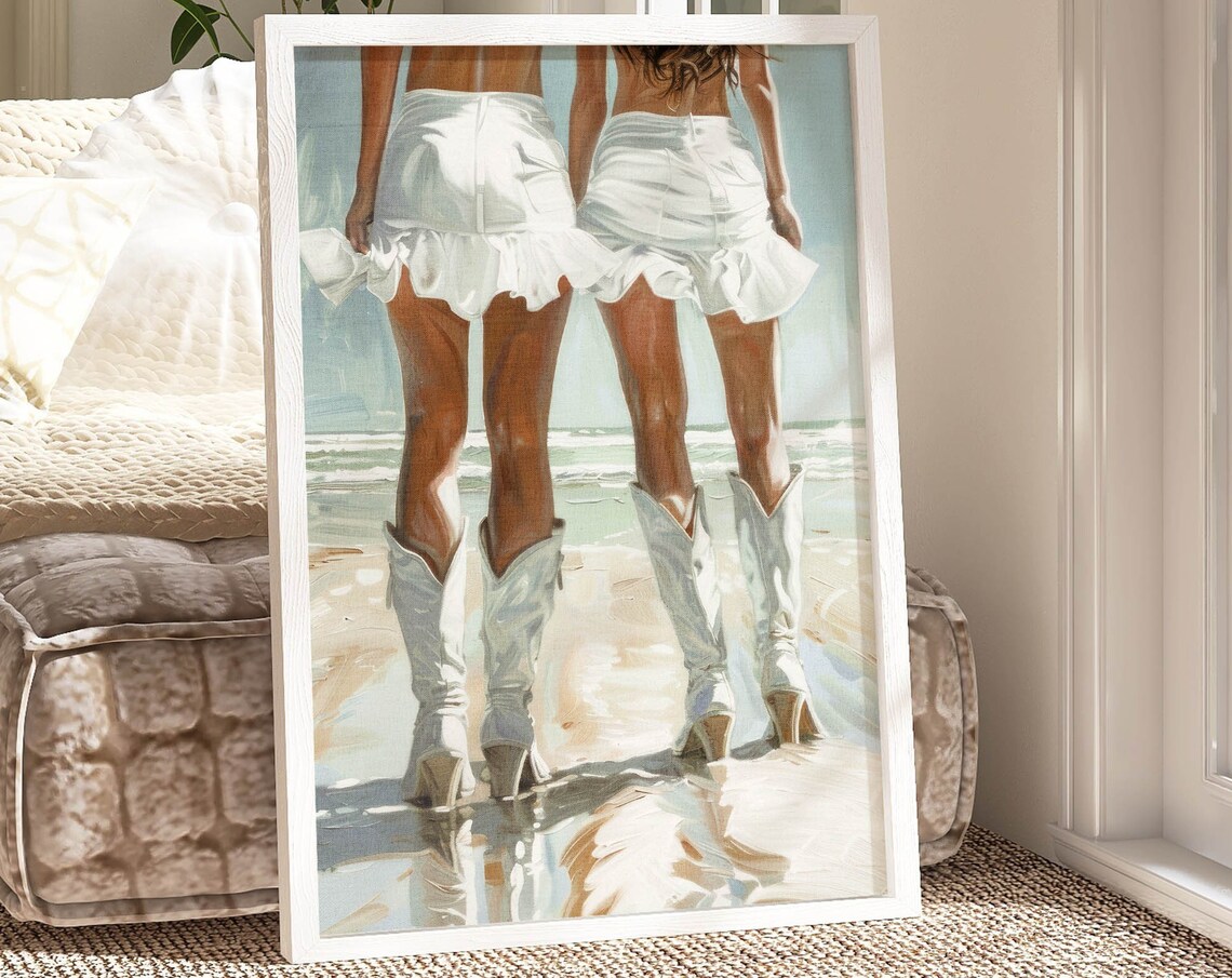 Coastal Cowgirl Vintage Poster, Western Decor