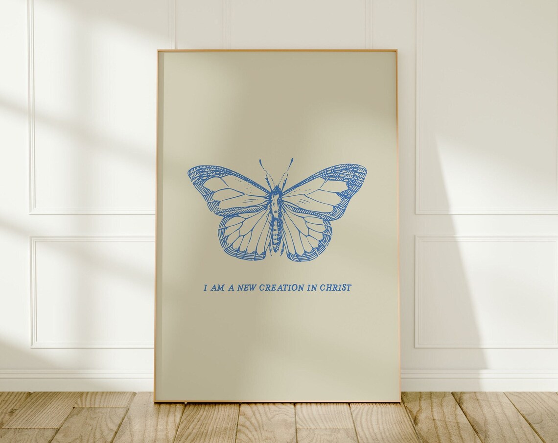 New Creation Butterfly Vintage Christian Art Print