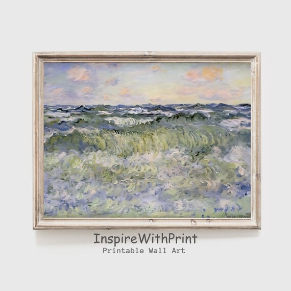 Impressionist Ocean Wave Seascape Painting Tranquil Blue Green Poster