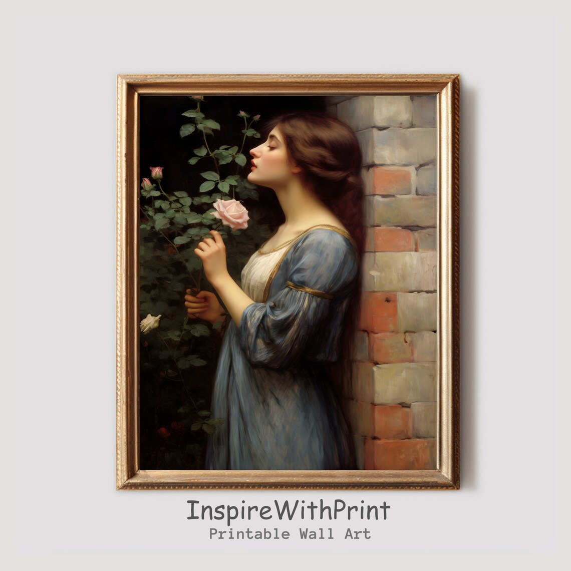 Beauty With Roses, Waterhouse-Inspired Art Print