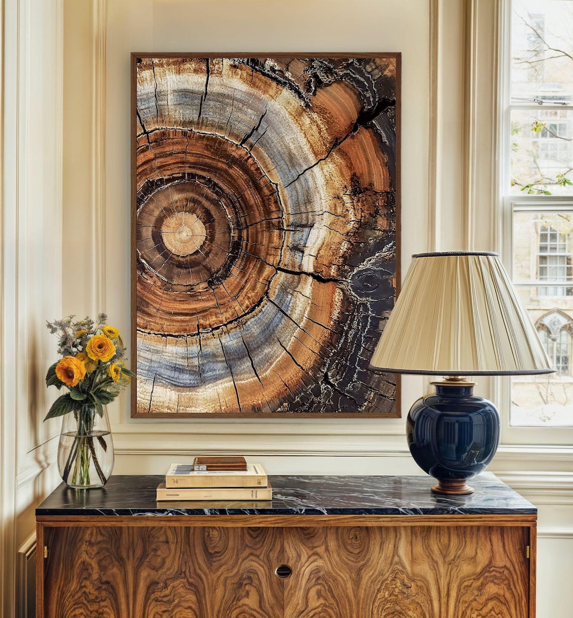 Morden Abstract Tree Rings Art Print, Nordic Boho