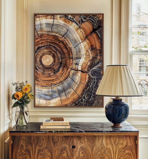 Morden Abstract Tree Rings Art Print, Nordic Boho