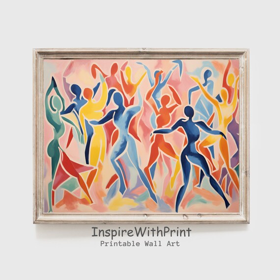 Matisse Inspired Dancing Figures Pastel Abstract Modern Art Print