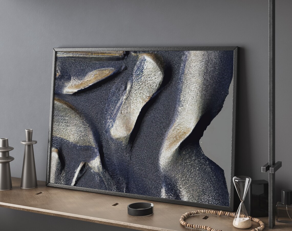 Abstract Oil Painting Print, Eclectic Office Decor