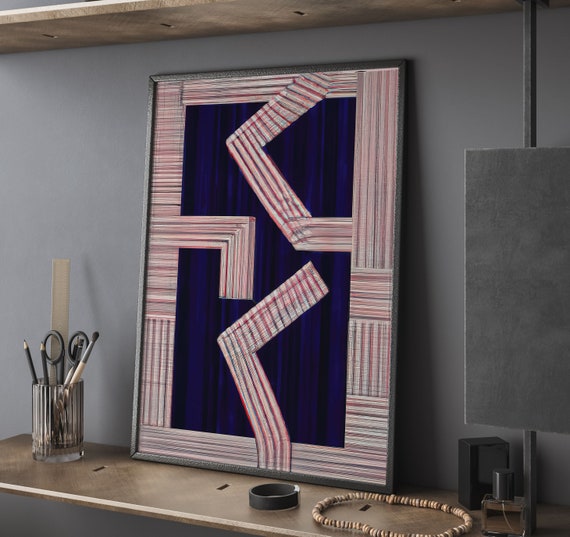 Abstract Oil Painting Art Print Modern Geometric Wall Decor