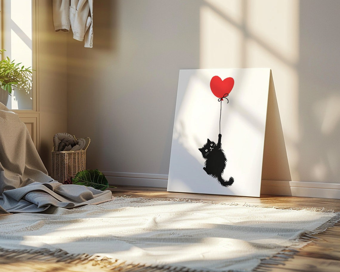 Abstract Cats Print For Wall Art Print Modern Minimalist Cat Print Funny Balloon Room Decor Wall Art Home Poster - Image 2