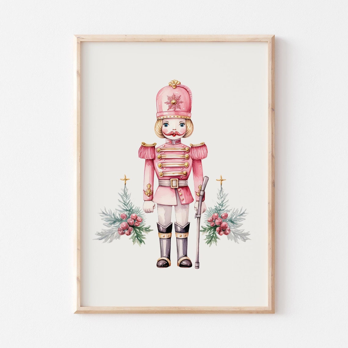 Pink Nutcracker Watercolor Pastel Christmas Holiday Wall Poster - Image 5