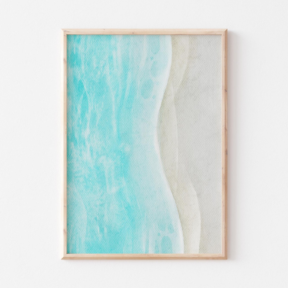 Turquoise Water Curling Into Pale Quiet Sand Shoreline Print
