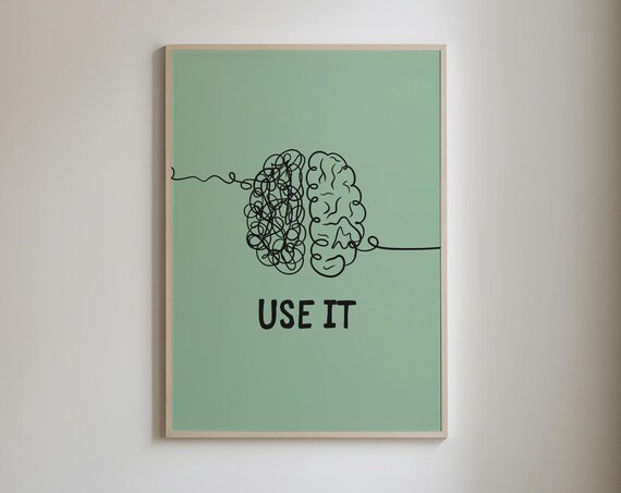 Trendy Funny Prints Brain Poster Retro Mental Health Print Quotes Wall Art Modern Apartment Decor Sarcastic Wall Art