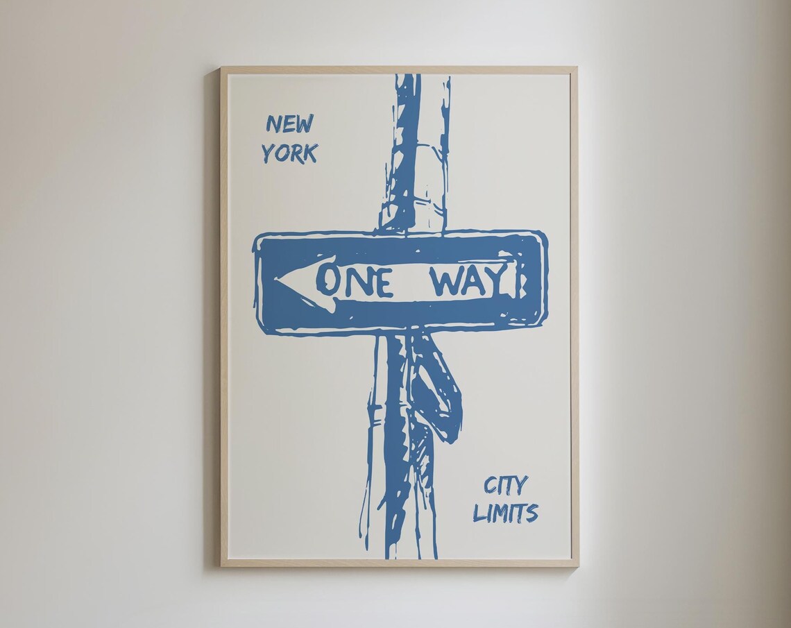 New York One Way Poster, Minimalist NYC Travel Poster