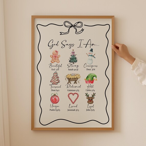 God Says I Am Christmas Bible Verse Faith Affirmations Poster