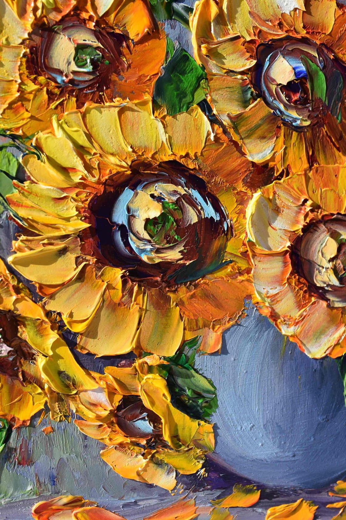 Sunflowers Painting Small Wall Art Impasto Oil Painting Sunflower Art 3d Oil Painting Miniature Painting Oil Art Summer Flower Art Sunflower - Image 4