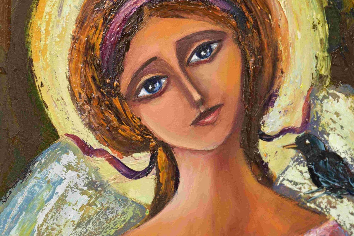 Angel Art Angel For Home Art Religious Painting Religious Wall Art Contemporary Art Angel Painting Angel Wall Art Painting In Frame Religiou - Image 4