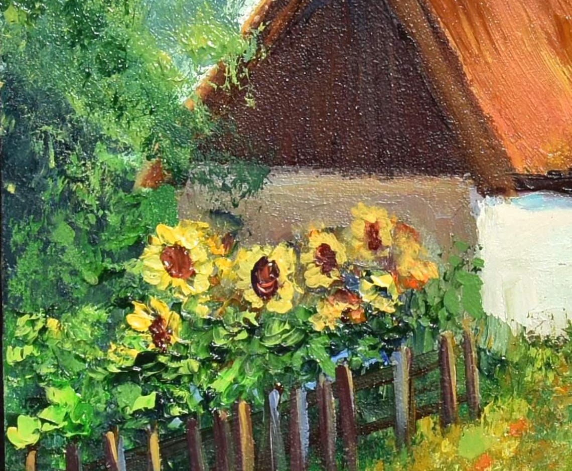 Ukrainian Art Landscape Wall Art Ukrainian House Landscape Painting Paintings Of Country Homes Oil Painting Yellow Flowers Paintings Of - Image 4