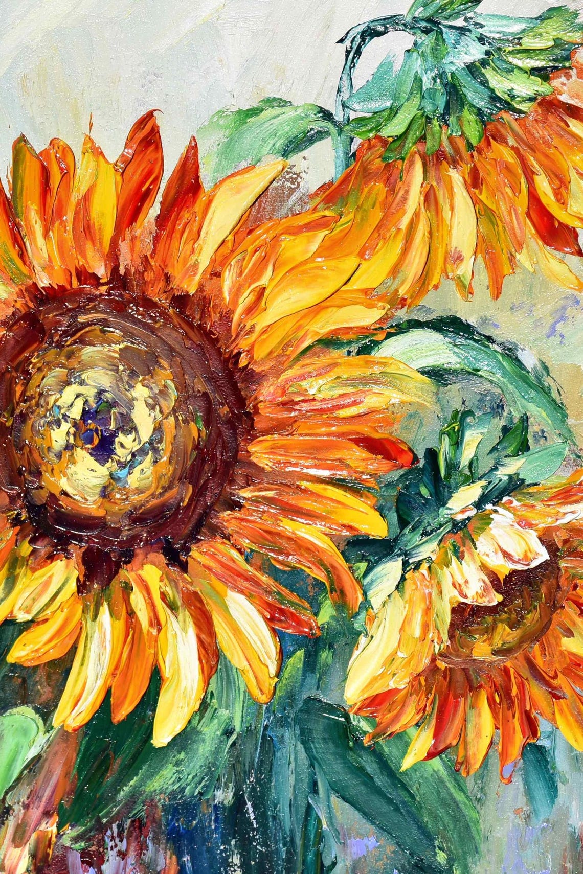 Sunflower Painting Flowers Painting Sunflower Summer Art Sunflowers Floral Sunflower Wall Art Sunflower Artwork Impasto Oil Painting Oil - Image 2
