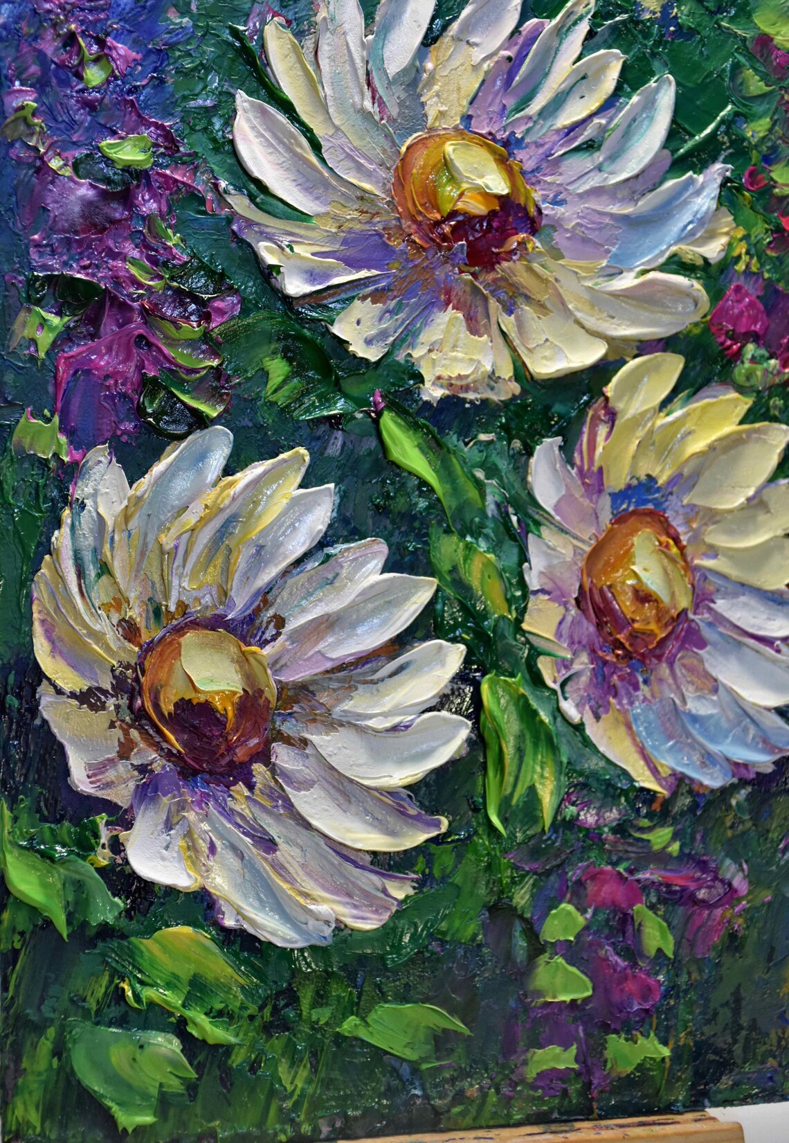 White Daisies Close Up Field Flowers Oil Painting Floral Poster - Image 5