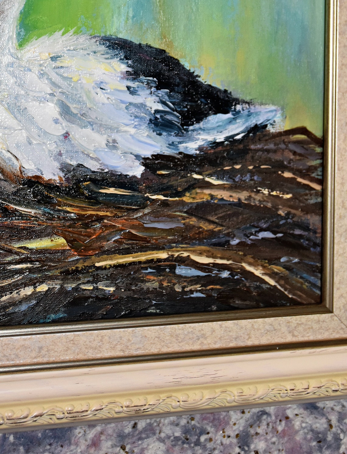 Storks Painting Birds In The Nest Art Birds Painting Stork Oil Art Family Painting Birds Artwork Large Oil Painting Bird Art Animals Oil - Image 3