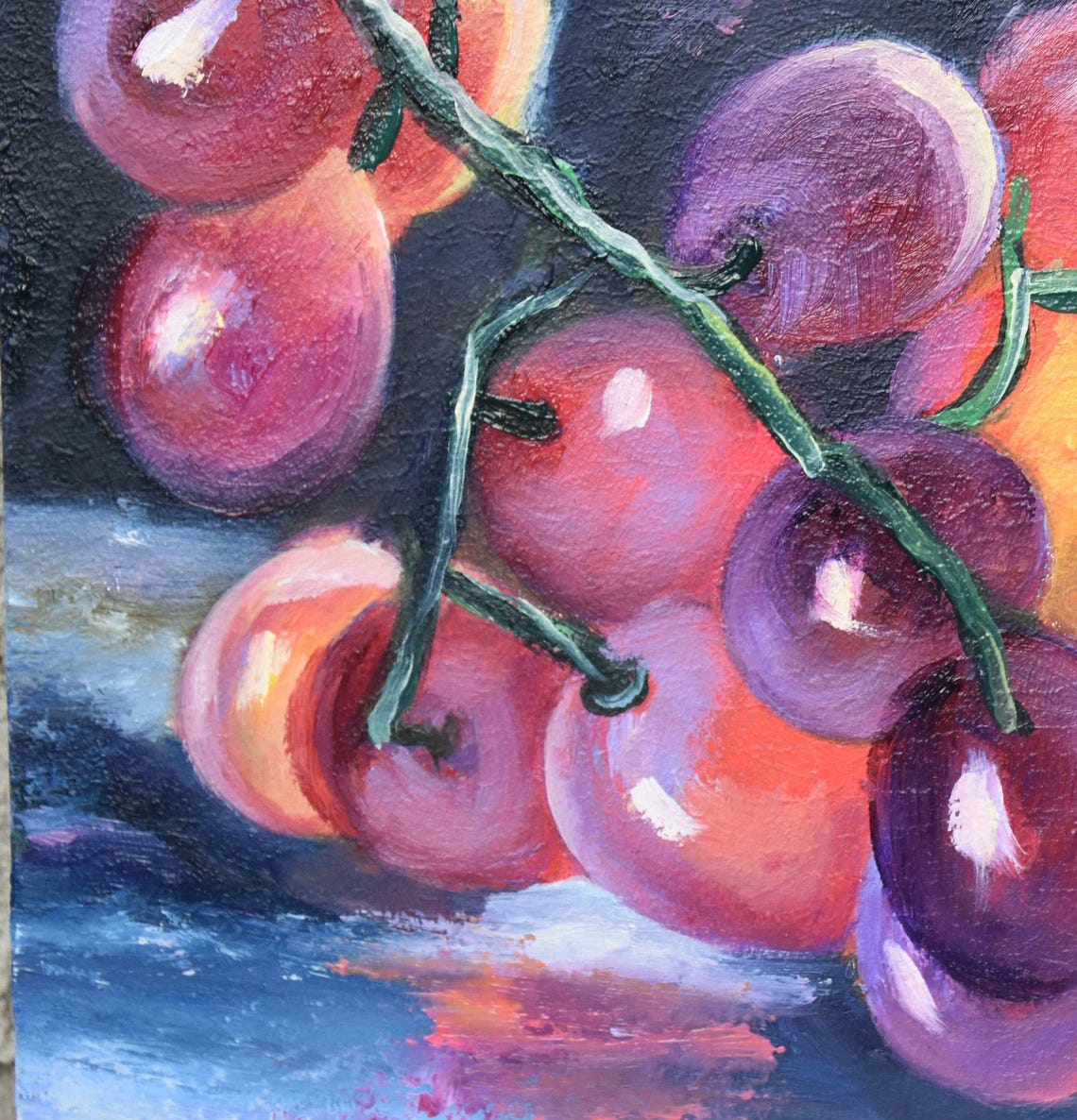 Painting Grapes Bunch Of Grapes Kitchen Fruit Art Fruit Painting Painting Still Life Miniature Art Painting In Oil Still Life Painting Oil - Image 3