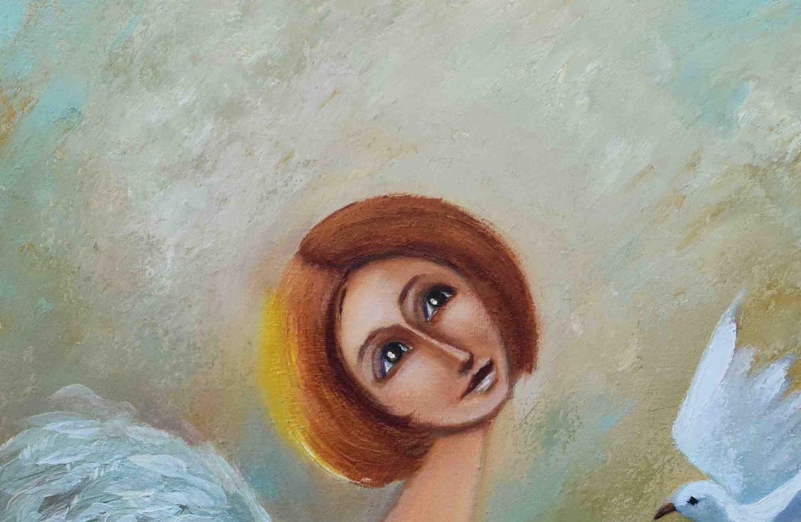 Angel Home Art Angel Painting Angel Art Beautiful Angel Art Religious Painting Religious Wall Art Angel For Home Art Painting In Oil - Image 2