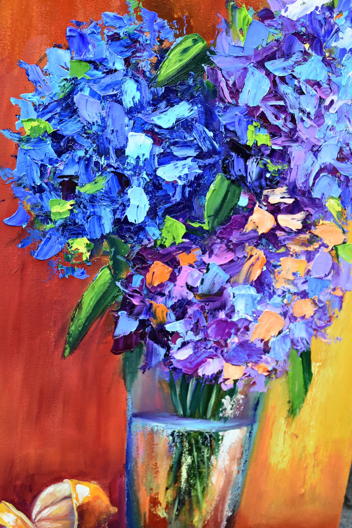 Hydrangea Painting Hydrangea Artwork Floral Original Art Painting Purple Art Flowers Oil Painting Oil Art Impasto Painting Garden Flowers