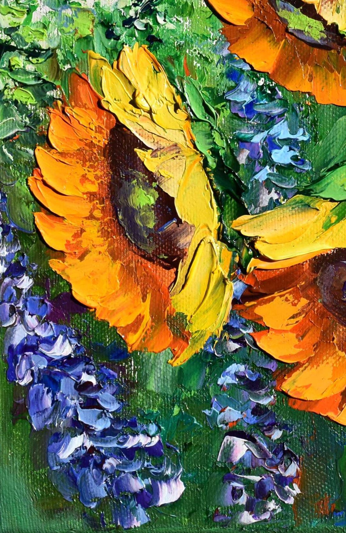 Sunflower Wall Art Sunflowers Painting Orange Flower Art Sunflowers Art Impasto Oil Painting Sunflowers On Palette Knife Art Original - Image 2