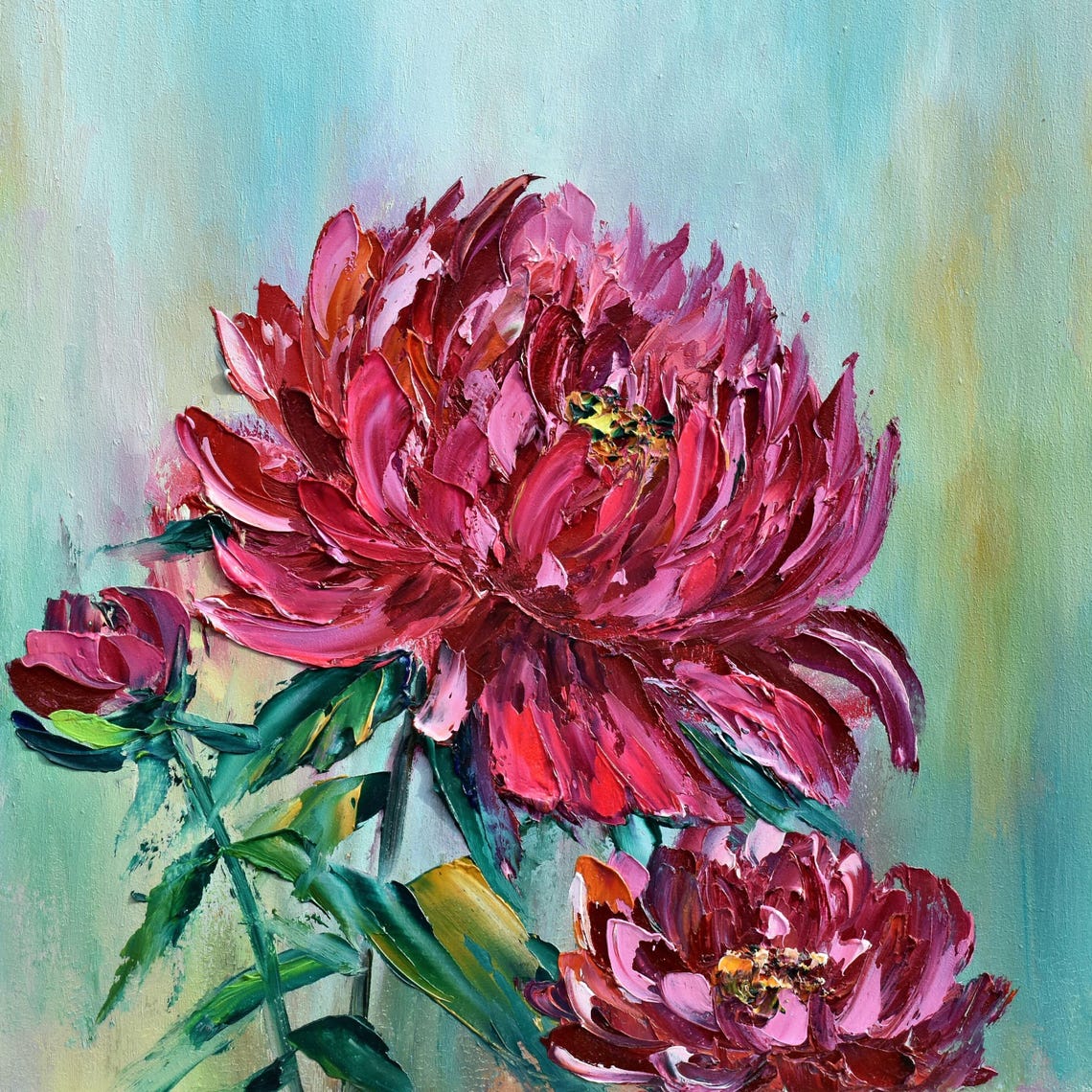 Pink Peony Painting Peony Oil Painting Peony Wall Art Impasto Painting Original Peony Art Painting In Oil Peony Art Floral Artwork Pink