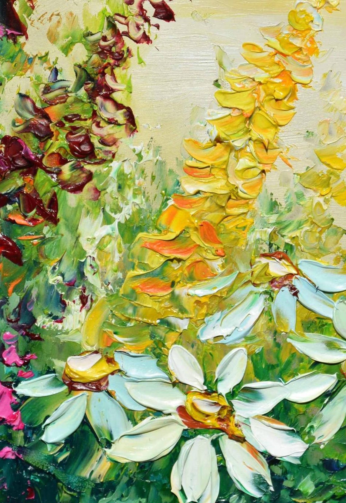 Meadow Painting Wild Flower Oil Painting Oil Impasto Painting Oil Art Flower Oil Painting Flowers Painting Colorful Sunset Flower Abstract - Image 5